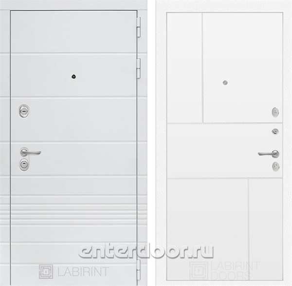 Входная металлическая дверь Лабиринт Трендо 21 (Белый камень / Белый софт)