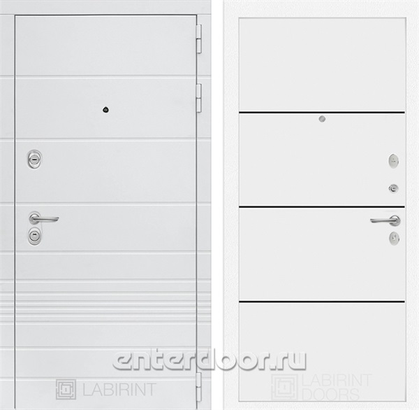 Входная металлическая дверь Лабиринт Трендо 25 (Белый камень / Белый софт)