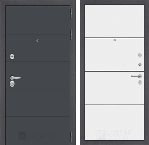 Входная металлическая дверь Лабиринт Арт 25 (Графит софт / Белый софт)