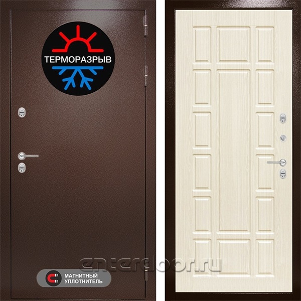 Уличная металлическая дверь Лабиринт Термо Магнит 12 (Антик медный / Белёный дуб)