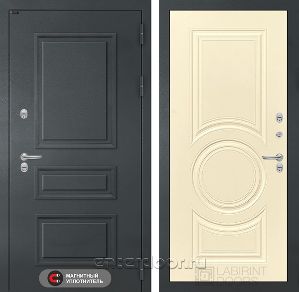 Уличная металлическая дверь с терморазрывом Лабиринт ATLANTIC 23 (Графитовый серый / Шампань софт)