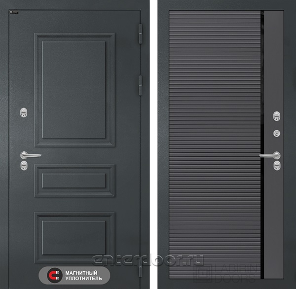 Уличная металлическая дверь с терморазрывом Лабиринт ATLANTIC 22 (Графитовый серый / Графит софт)