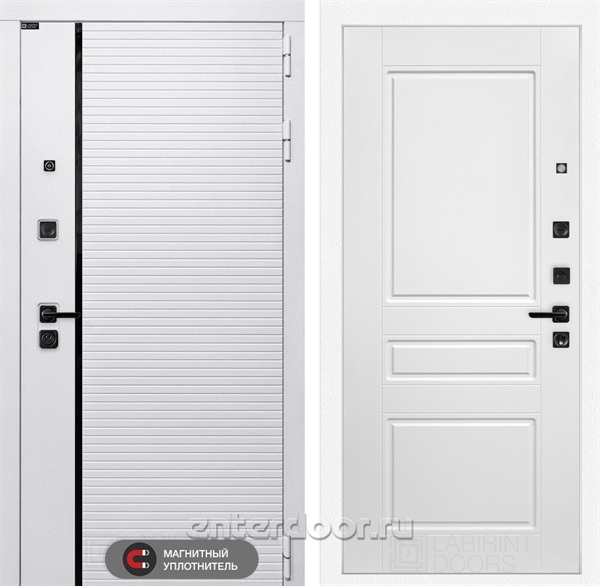 Входная металлическая дверь Лабиринт Royal 03 (Белый камень / Белый софт)