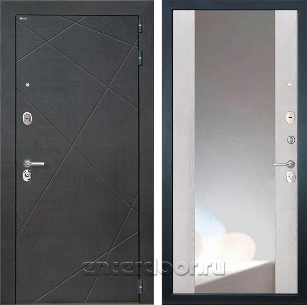 Входная металлическая дверь Интекрон Сенатор Лучи с зеркалом ФЛЗ-156 (Венге распил кофе / Сосна белая)