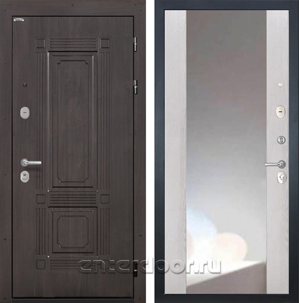Входная металлическая дверь Интекрон Италия с зеркалом ФЛЗ-156 (Венге / Сосна белая)