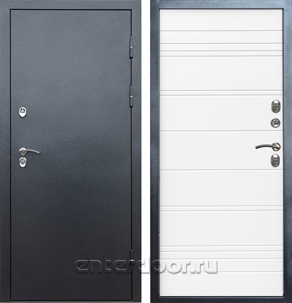 Входная дверь с терморазрывом Снегирь 3К Линии (Серебро / Белый матовый)