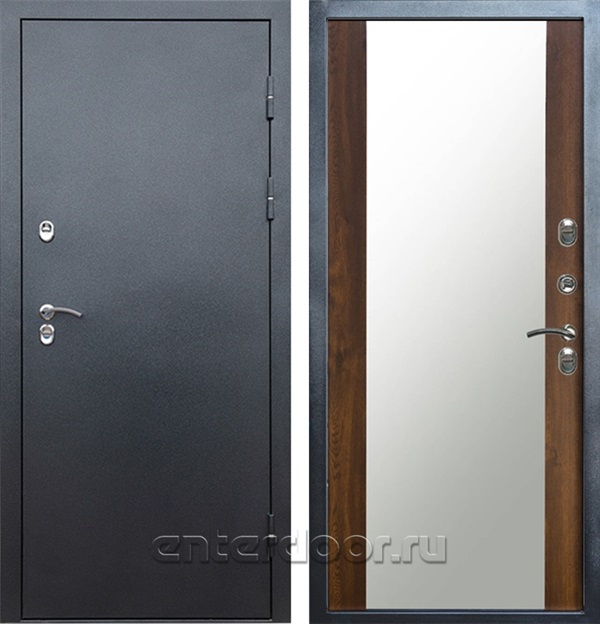 Входная дверь с терморазрывом Снегирь 3К с зеркалом СБ-16 (Серебро / Дуб)