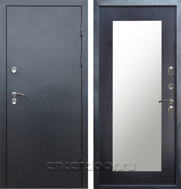 Входная дверь с терморазрывом Снегирь 3К с зеркалом Триумф (Серебро / Венге)