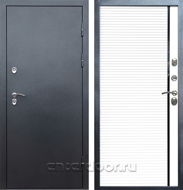 Входная дверь с терморазрывом Снегирь 3К Порте (Серебро / Белый матовый)