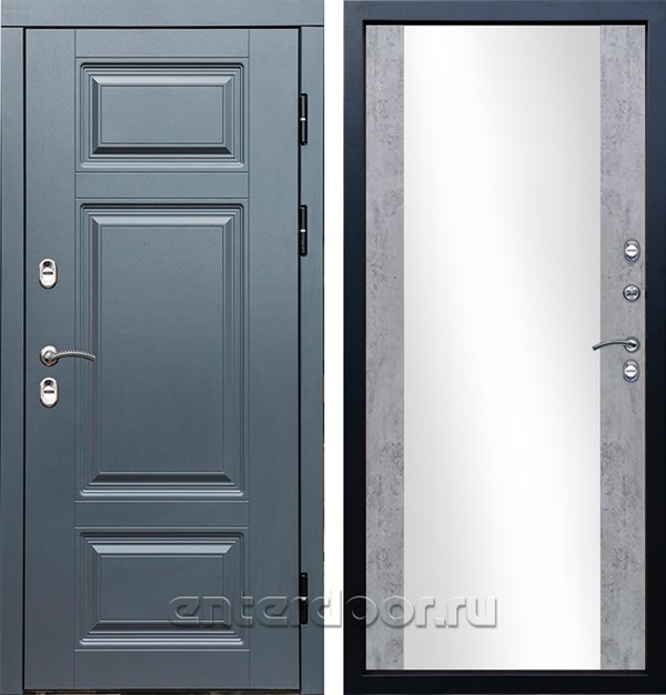 Входная дверь с терморазрывом Премиум 3К с зеркалом СБ-16 (Грей / Бетон темный)