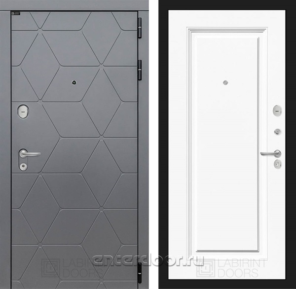 Входная металлическая дверь Лабиринт Cosmo 27 (Графит / Эмаль белая RAL 9003)