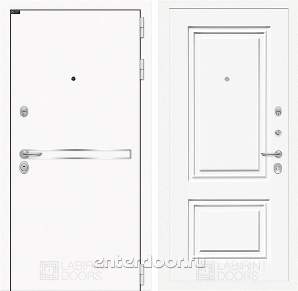 Входная металлическая дверь Лабиринт Line White 26 (Шагрень белая / Эмаль белая RAL 9003)