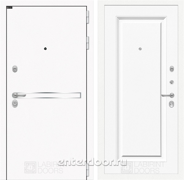 Входная металлическая дверь Лабиринт Line White 27 (Шагрень белая / Эмаль белая RAL 9003)
