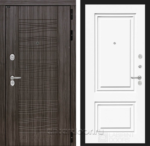 Входная металлическая дверь Лабиринт Сканди 26 (Дарк Грей / Эмаль белая RAL 9003)