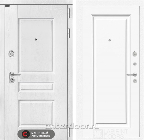 Входная металлическая дверь Лабиринт Versal 27 (Альберо браш / Эмаль белая RAL 9003)