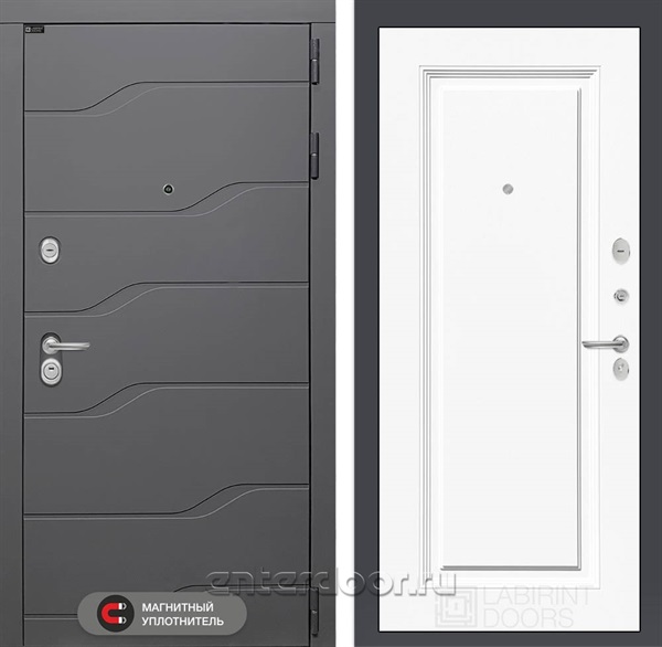 Входная металлическая дверь Лабиринт River 27 (Графит софт / Эмаль белая RAL 9003)