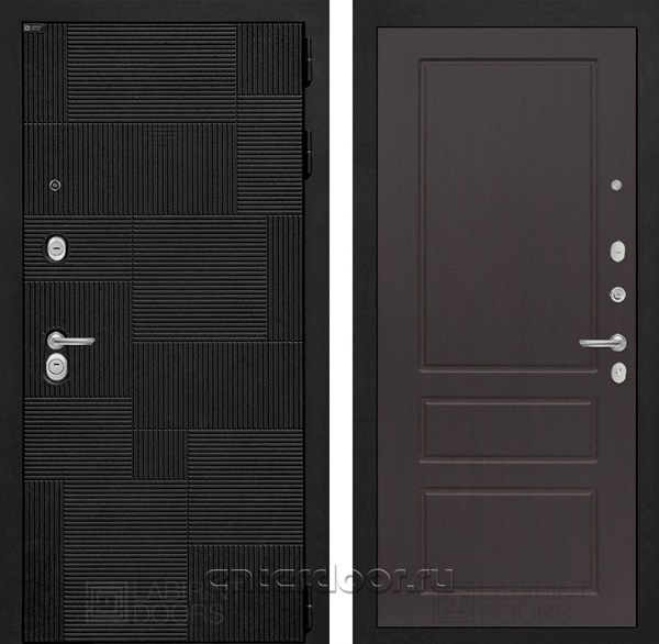 Входная металлическая дверь Лабиринт Пазл 03 (Лофт черный / Орех премиум)