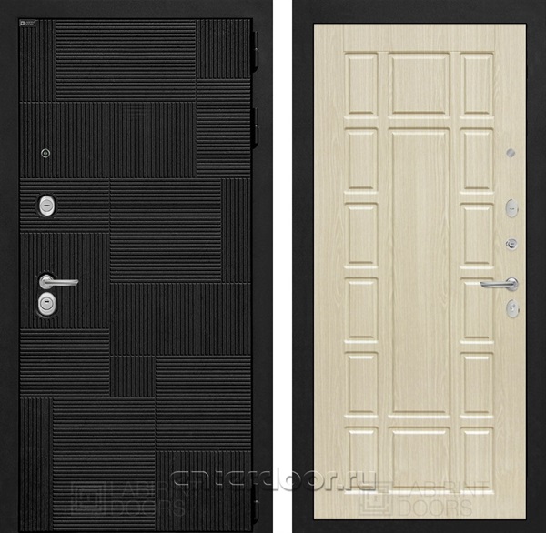 Входная металлическая дверь Лабиринт Пазл 12 (Лофт черный / Беленый дуб)