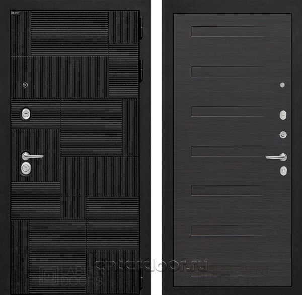 Входная металлическая дверь Лабиринт Пазл 14 (Лофт черный / Эковенге поперечный)