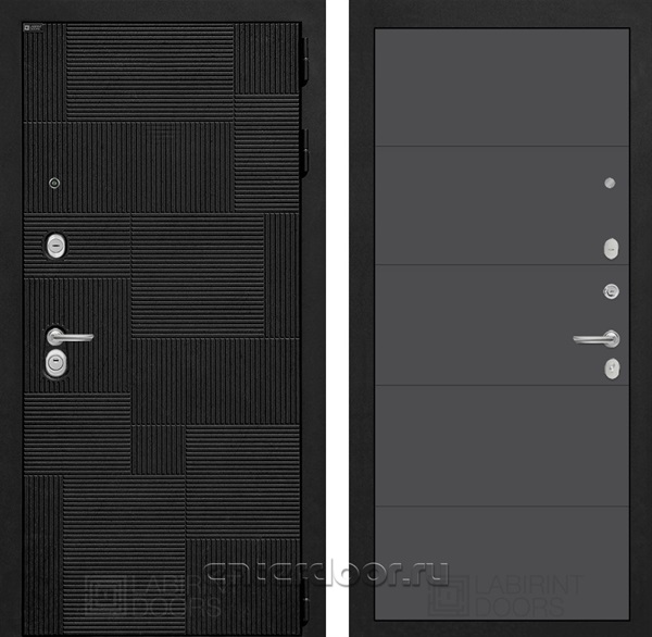 Входная металлическая дверь Лабиринт Пазл 13 (Лофт черный / Графит софт)