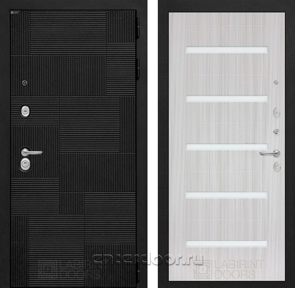 Входная металлическая дверь Лабиринт Пазл 01 (Лофт черный / Сандал белый)