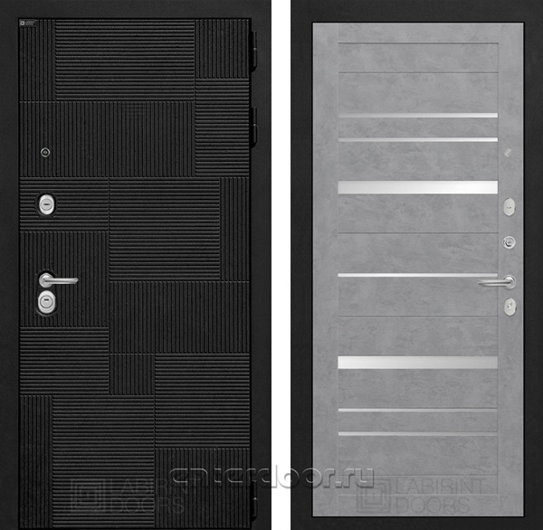 Входная металлическая дверь Лабиринт Пазл 20 (Лофт черный / Бетон светлый)