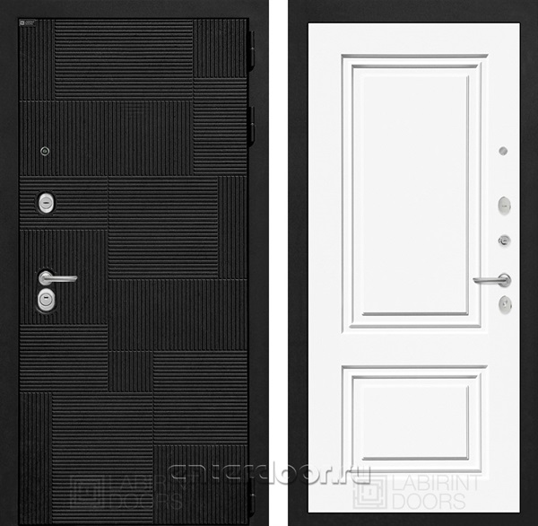 Входная металлическая дверь Лабиринт Пазл 26 (Лофт черный / Эмаль белая RAL 9003)