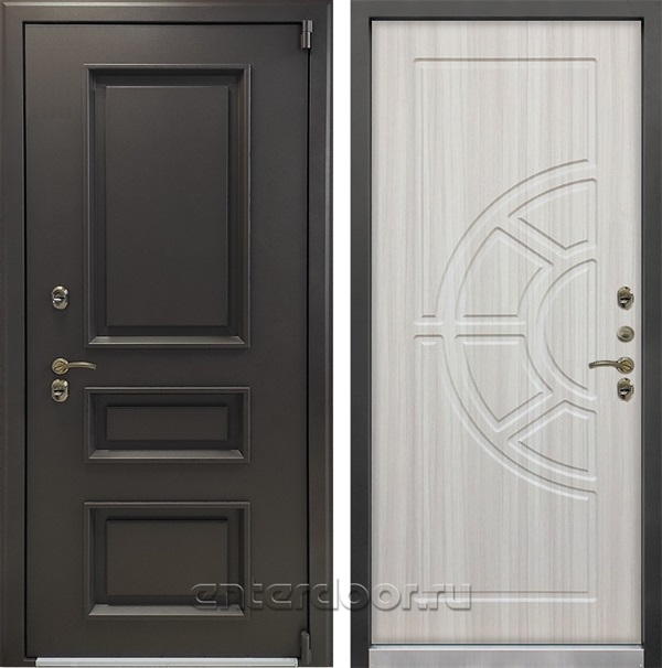 Уличная входная дверь с терморазрывом Лекс Термо Айсберг №44 (Муар коричневый / Сандал белый)