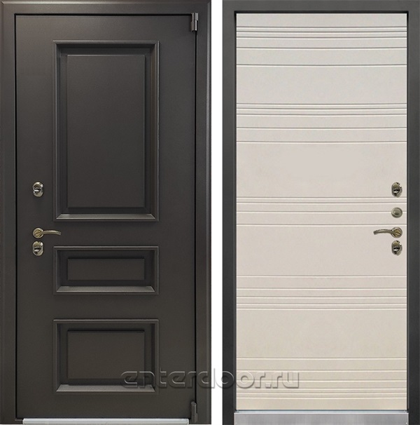 Уличная входная дверь с терморазрывом Лекс Термо Айсберг №63 (Муар коричневый / Дуб фактурный кремовый)