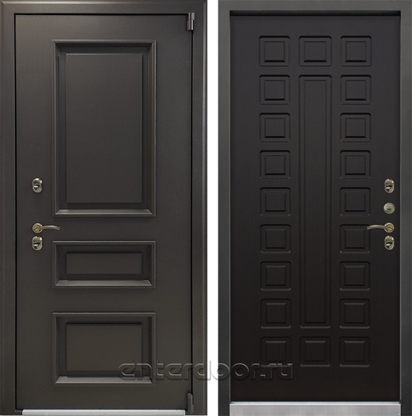 Уличная входная дверь с терморазрывом Лекс Термо Айсберг №21 (Муар коричневый / Венге)