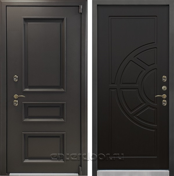Уличная входная дверь с терморазрывом Лекс Термо Айсберг №43 (Муар коричневый / Венге)