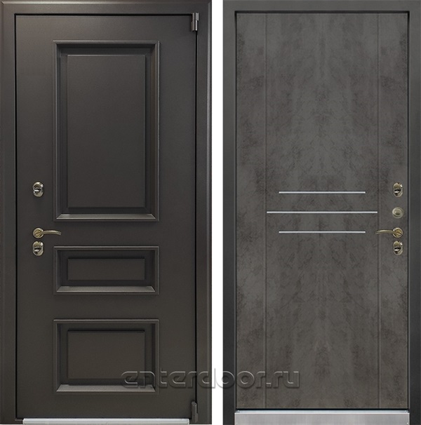 Уличная входная дверь с терморазрывом Лекс Термо Айсберг №82 (Муар коричневый / Бетон тёмный)
