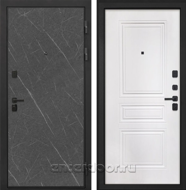 Входная металлическая дверь Интекрон Профит Black ФЛ-243-М (Гранит Лава / Белая матовая)
