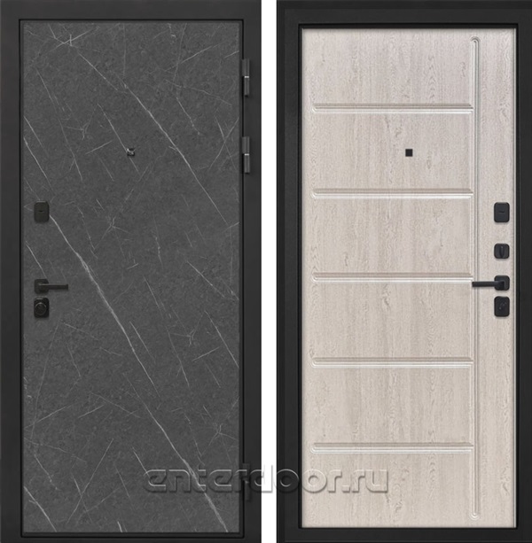 Входная металлическая дверь Интекрон Профит Black ФЛ-102 (Гранит Лава / Сосна белая)