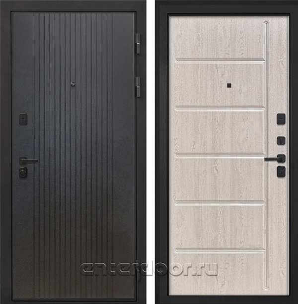 Входная металлическая дверь Интекрон Профит Black ФЛ-102 (Лофт черный / Сосна белая)