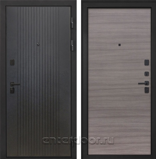 Входная металлическая дверь Интекрон Профит Black (Лофт черный / Дуб тоскано поперечный)
