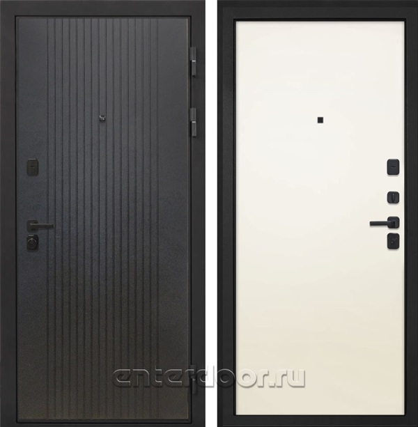 Входная металлическая дверь Интекрон Профит Black Гладкая (Лофт черный / Силк жасмин)