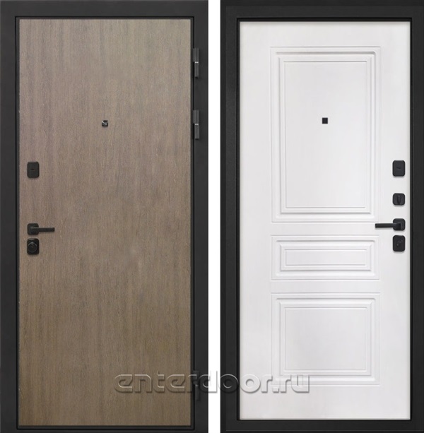 Входная металлическая дверь Интекрон Профит Black ФЛ-243-М (Шпон Венге коричневый / Белая матовая)