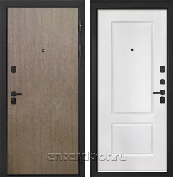 Входная металлическая дверь Интекрон Профит Black КВ-2 (Шпон Венге коричневый / Белая матовая)