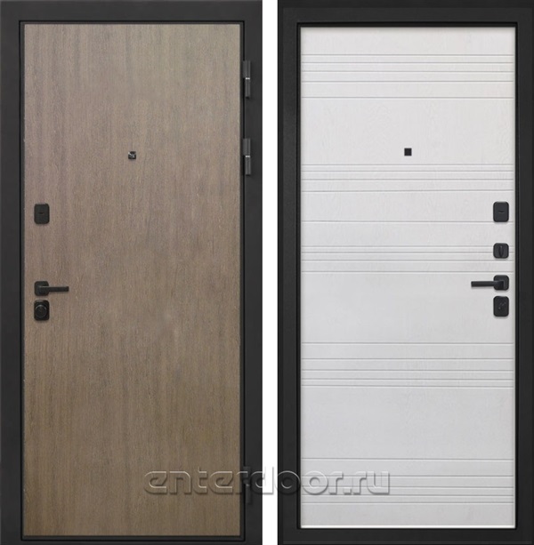 Входная металлическая дверь Интекрон Профит Black ФЛ-316 (Шпон Венге коричневый / Белый ясень)
