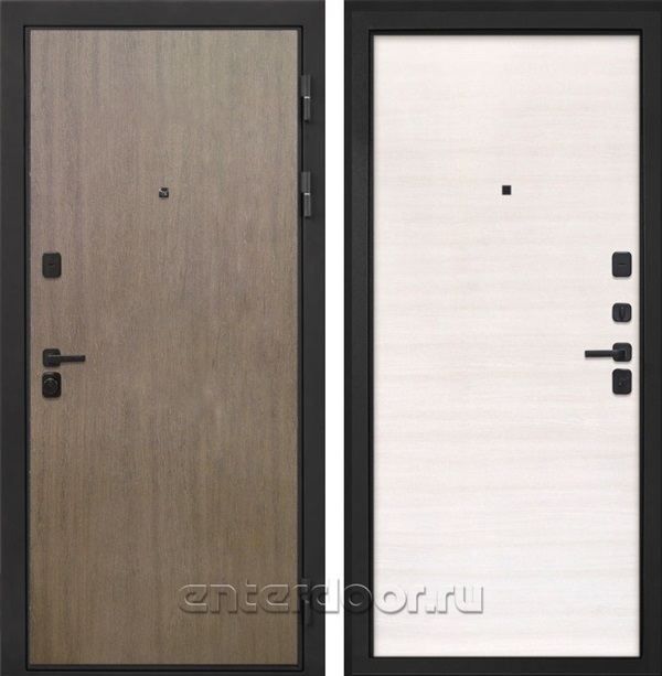 Входная металлическая дверь Интекрон Профит Black (Шпон Венге коричневый / Дуб сильвер поперечный)