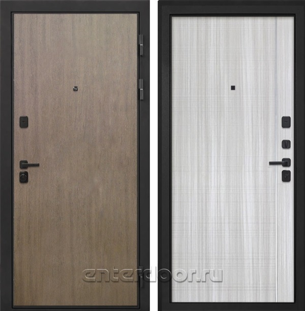 Входная металлическая дверь Интекрон Профит Black В-07 (Шпон Венге коричневый / Сандал белый)