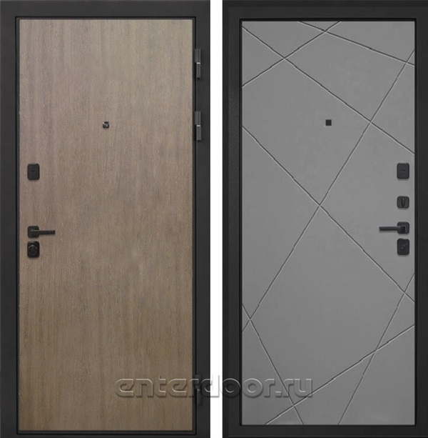 Входная металлическая дверь Интекрон Профит Black Лучи-М (Шпон Венге коричневый / Графит софт)