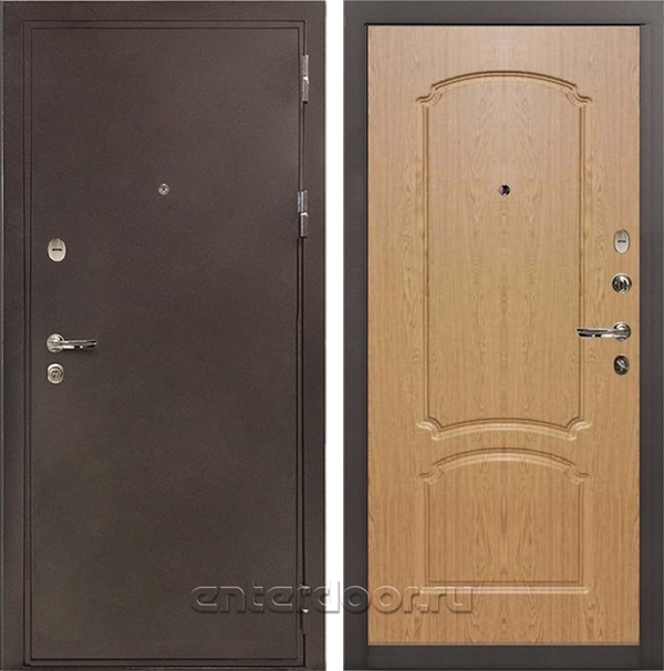 Входная металлическая дверь Лекс 5А Цезарь №16 (Медный антик / Дуб натуральный)