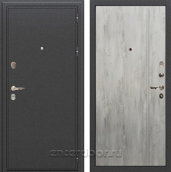 Входная металлическая дверь Лекс Колизей №73 (Антик темное Серебро / Дуб тревис серый)