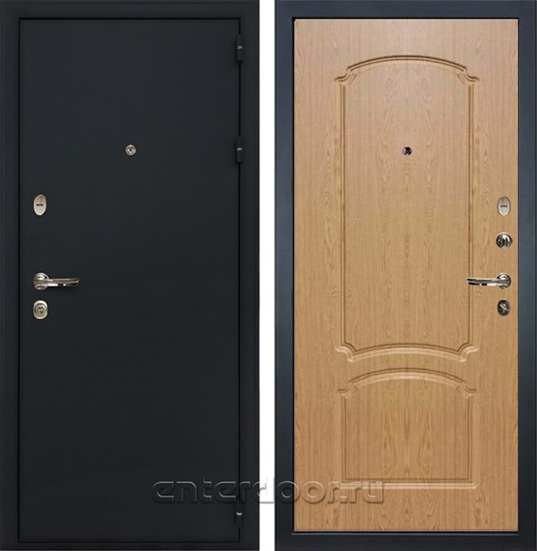 Входная металлическая дверь Лекс 2 Рим №16 (Черный шелк / Дуб натуральный)