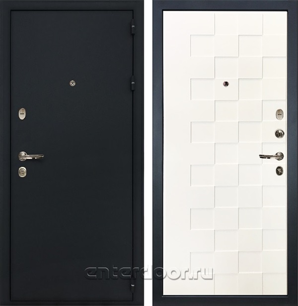 Входная металлическая дверь Лекс 2 Рим №71 (Черный шелк / Шагрень белая)