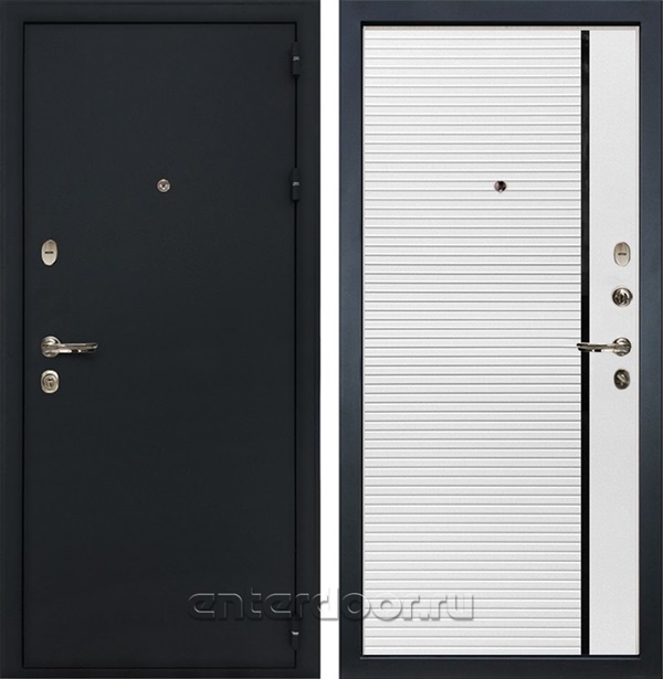 Входная металлическая дверь Лекс 2 Рим №114 (Черный шелк / Шагрень белая)