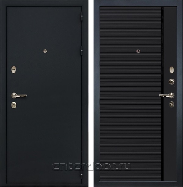 Входная металлическая дверь Лекс 2 Рим №115 (Черный шелк / Черный кварц)