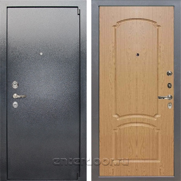 Входная стальная дверь Лекс 3 Барк №16 (Серый букле / Дуб натуральный)